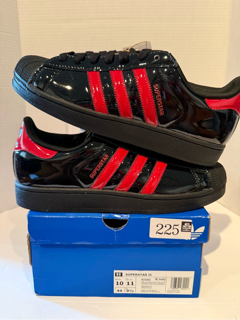 Adidas Men’s Superstar Patent Leather MJ Sneakers - Black/Red